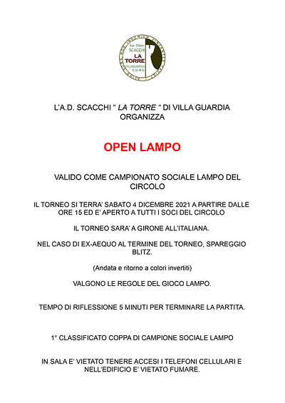 Lampo Open 4 dicembre 2021