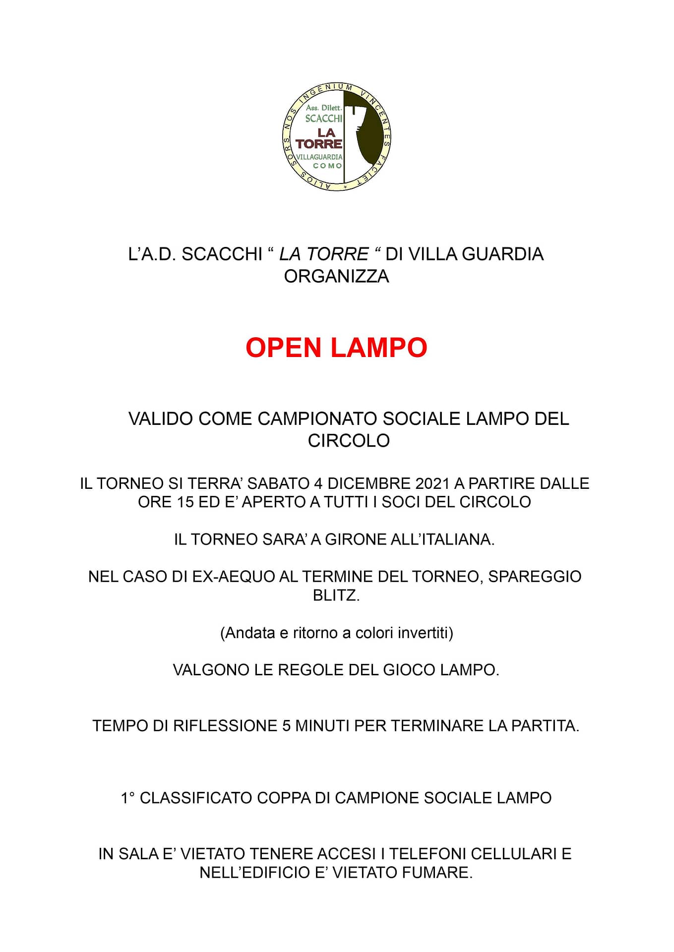 Lampo Open 4 dicembre 2021